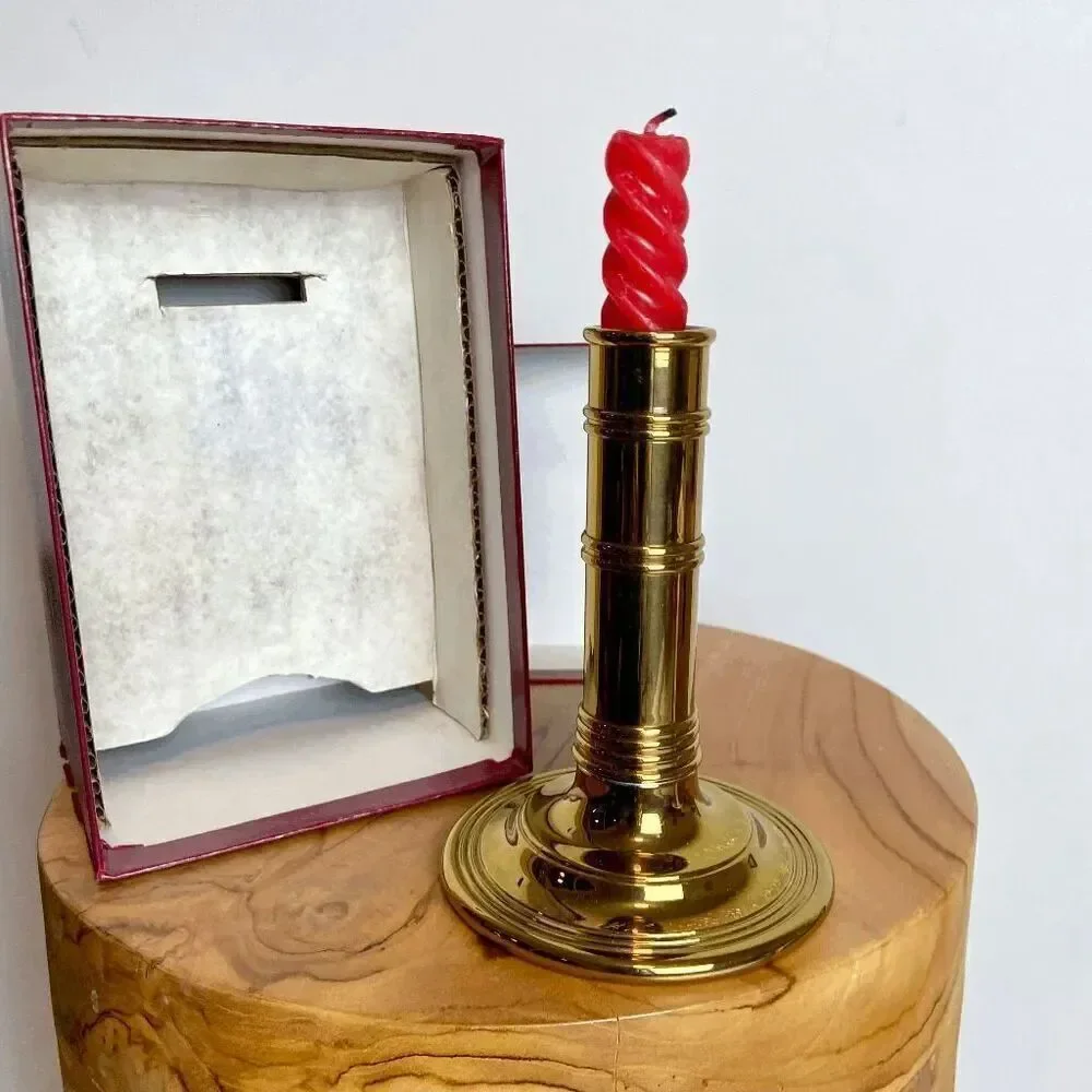 VTG Gorham Solid Brass Convertible Candlestick w/ Box Heirloom Decor